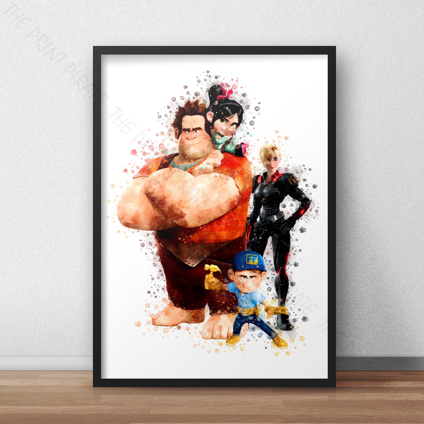 Disney 'WRECK IT RALPH GROUP' Wreck It Ralph Watercolour Splash Wall Art Print