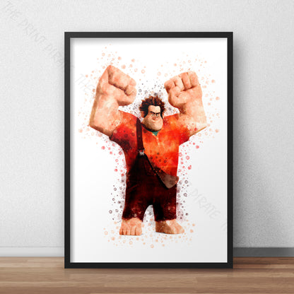 Disney 'RALPH' Wreck It Ralph Watercolour Splash Wall Art Print