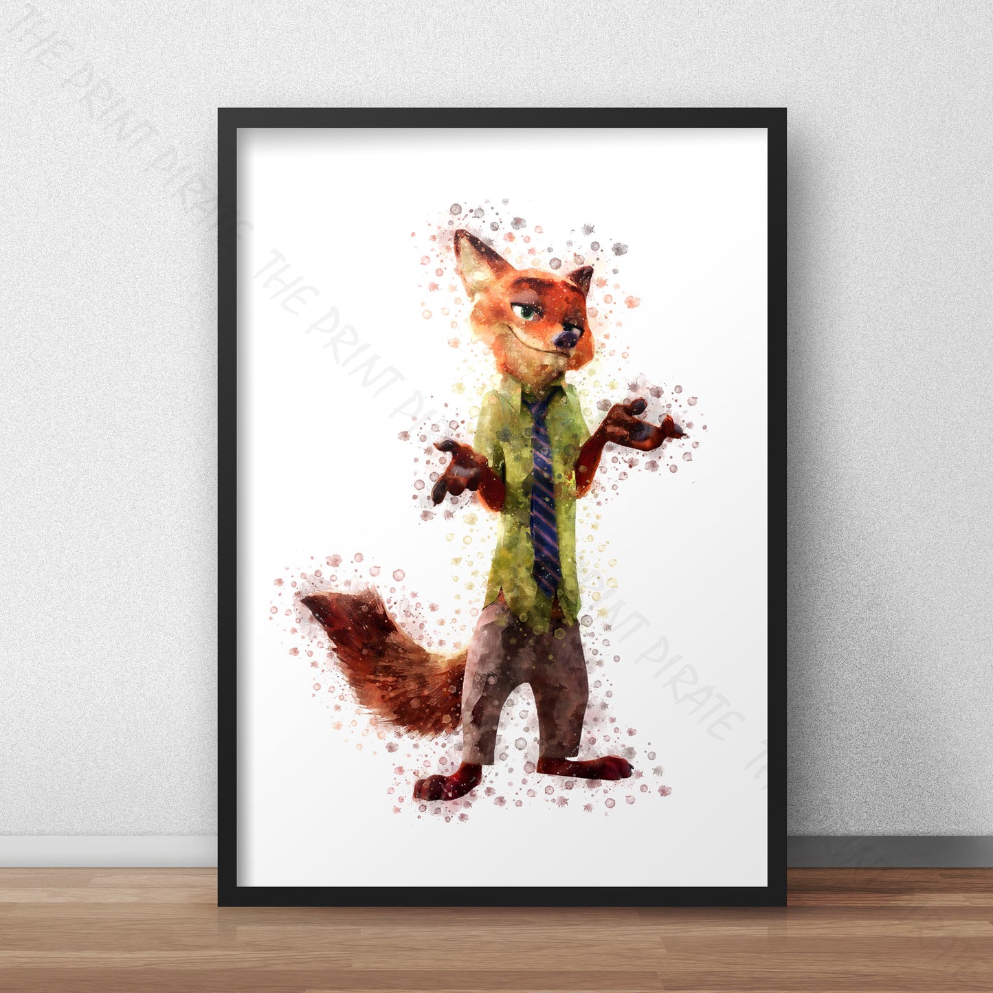 Disney 'NICK WILDE' Zootopia Watercolour Splash Wall Art Print