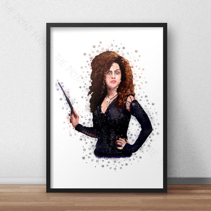 Wizarding World 'BELLATRIX LESTRANGE' Harry Potter / Fantastic Beasts Watercolour Splash Wall Art Print