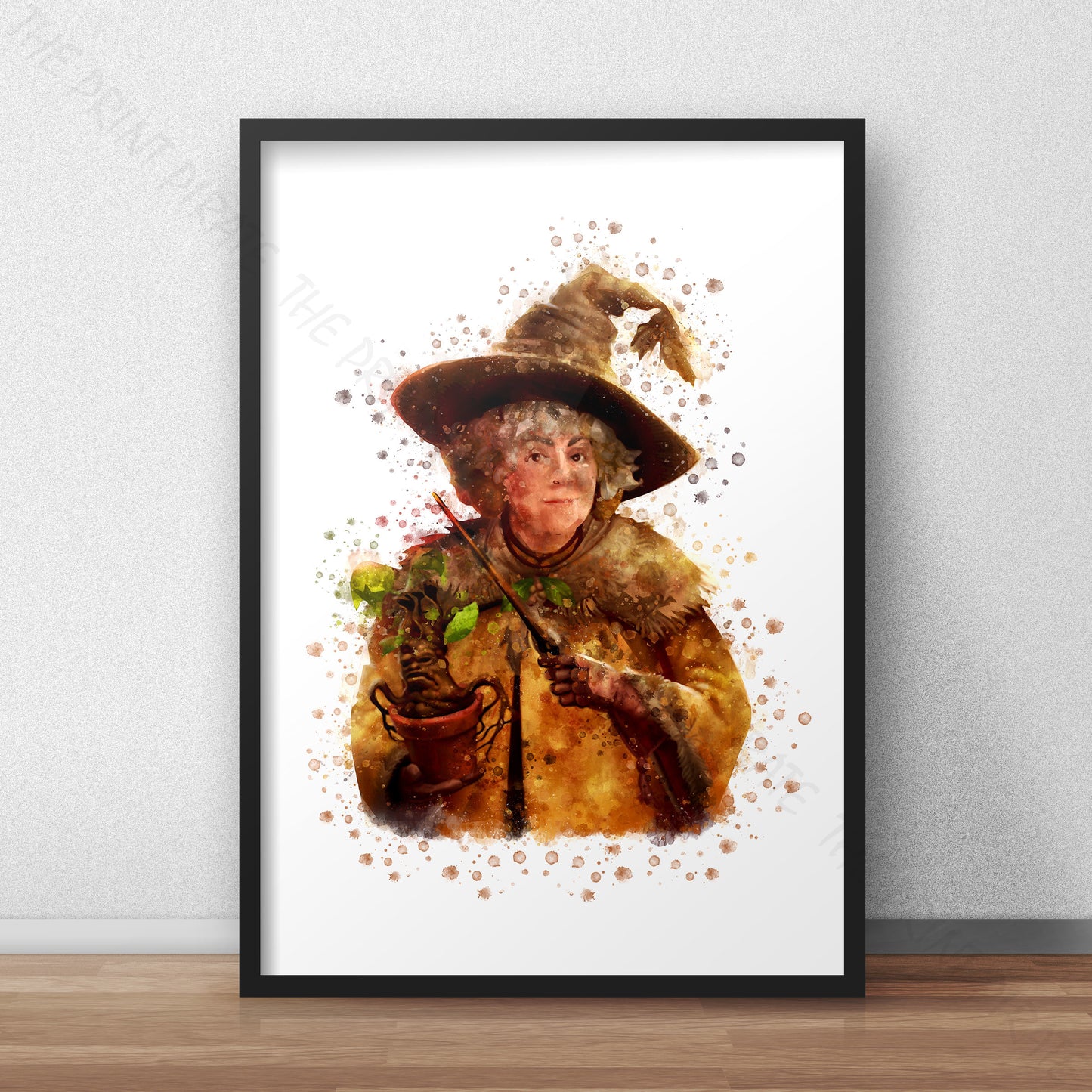Wizarding World 'PROFESSOR SPROUT' Hogwarts Harry Potter / Fantastic Beasts Watercolour Splash Wall Art Print