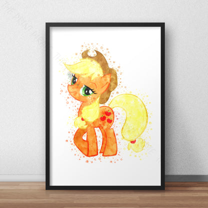 My Little Pony 'APPLEJACK' Watercolour Splash Wall Art Print