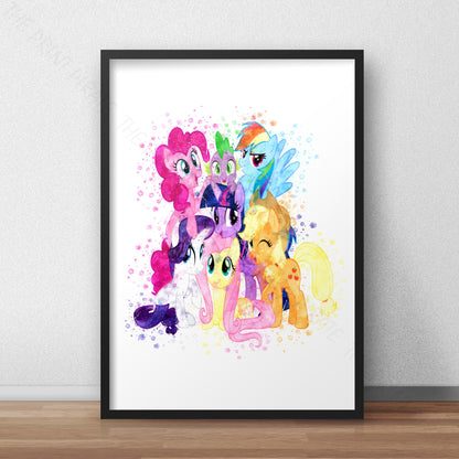 My Little Pony 'MY LITTLE PONY GROUP' Watercolour Splash Wall Art Print