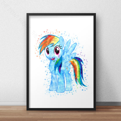 My Little Pony 'RAINBOW DASH' Watercolour Splash Wall Art Print