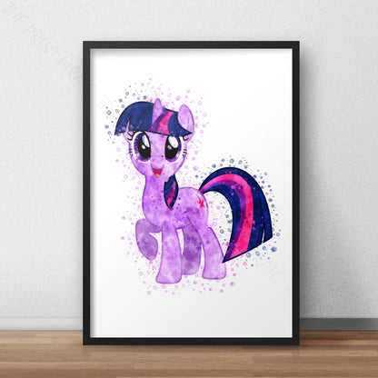 My Little Pony 'TWILIGHT SPARKLE' Watercolour Splash Wall Art Print