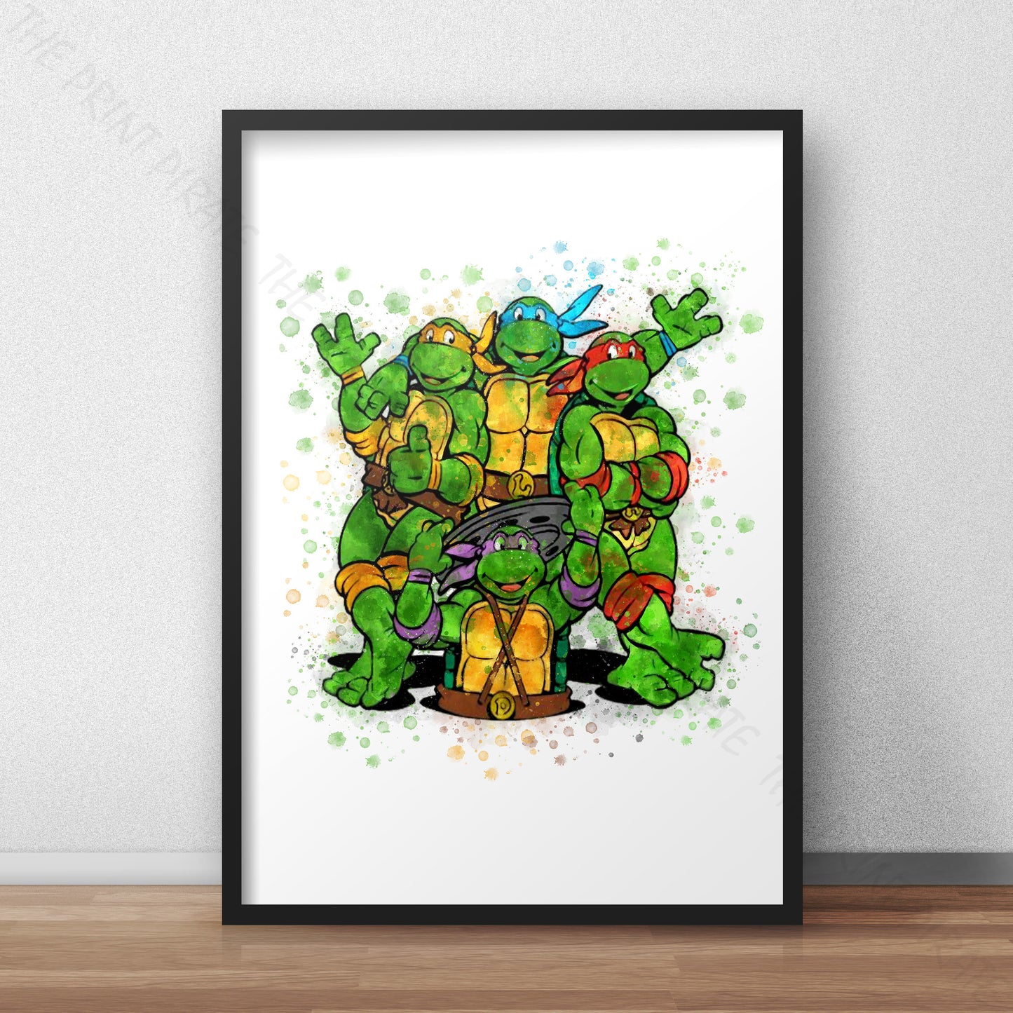 Teenage Mutant Ninja Turtles 'TURTLE GROUP' Watercolour Splash Wall Art Print