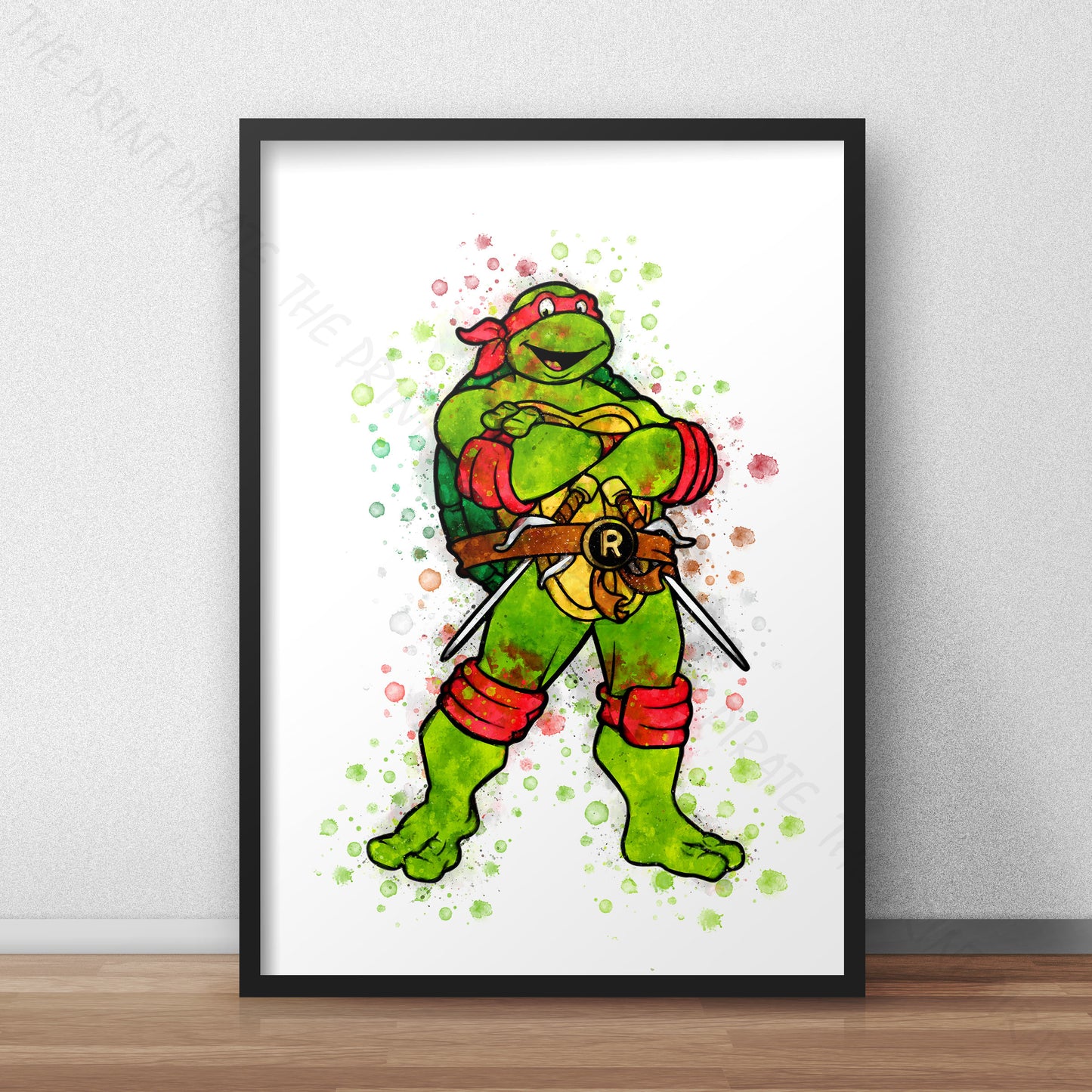 Teenage Mutant Ninja Turtles 'RAPHAEL' Watercolour Splash Wall Art Print