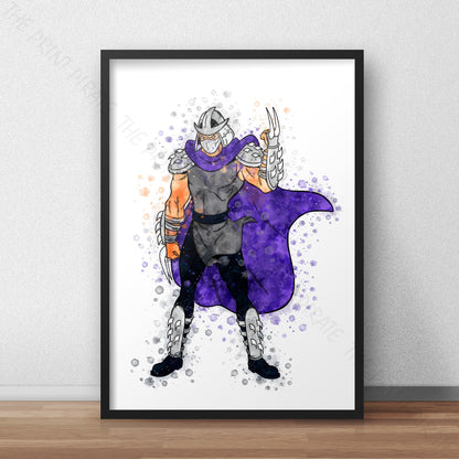 Teenage Mutant Ninja Turtles 'SHREDDER' Watercolour Splash Wall Art Print