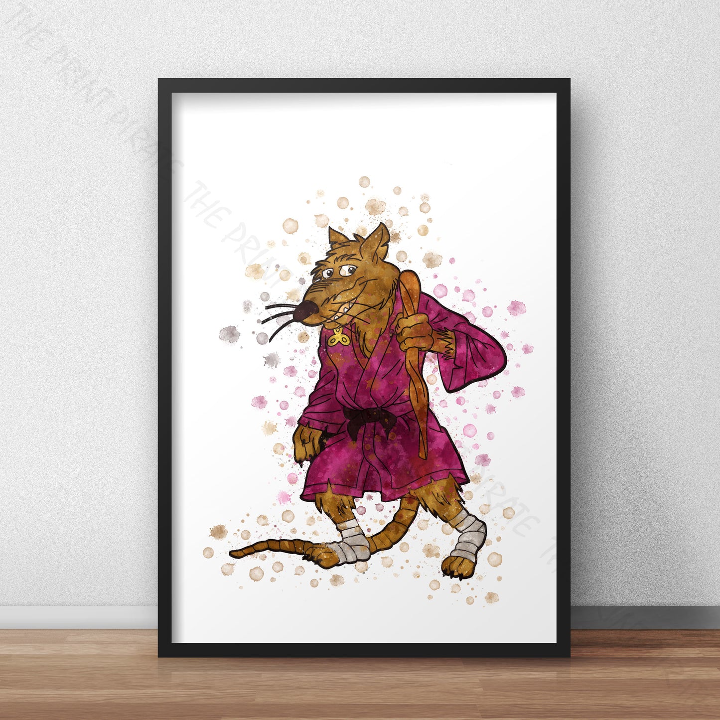 Teenage Mutant Ninja Turtles 'SPLINTER' Watercolour Splash Wall Art Print