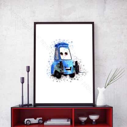 Disney 'GUIDO' Cars Character Watercolour Splash Wall Art Print
