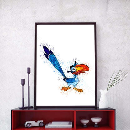 Disney 'ZAZU' Lion King Watercolour Splash Wall Art Print