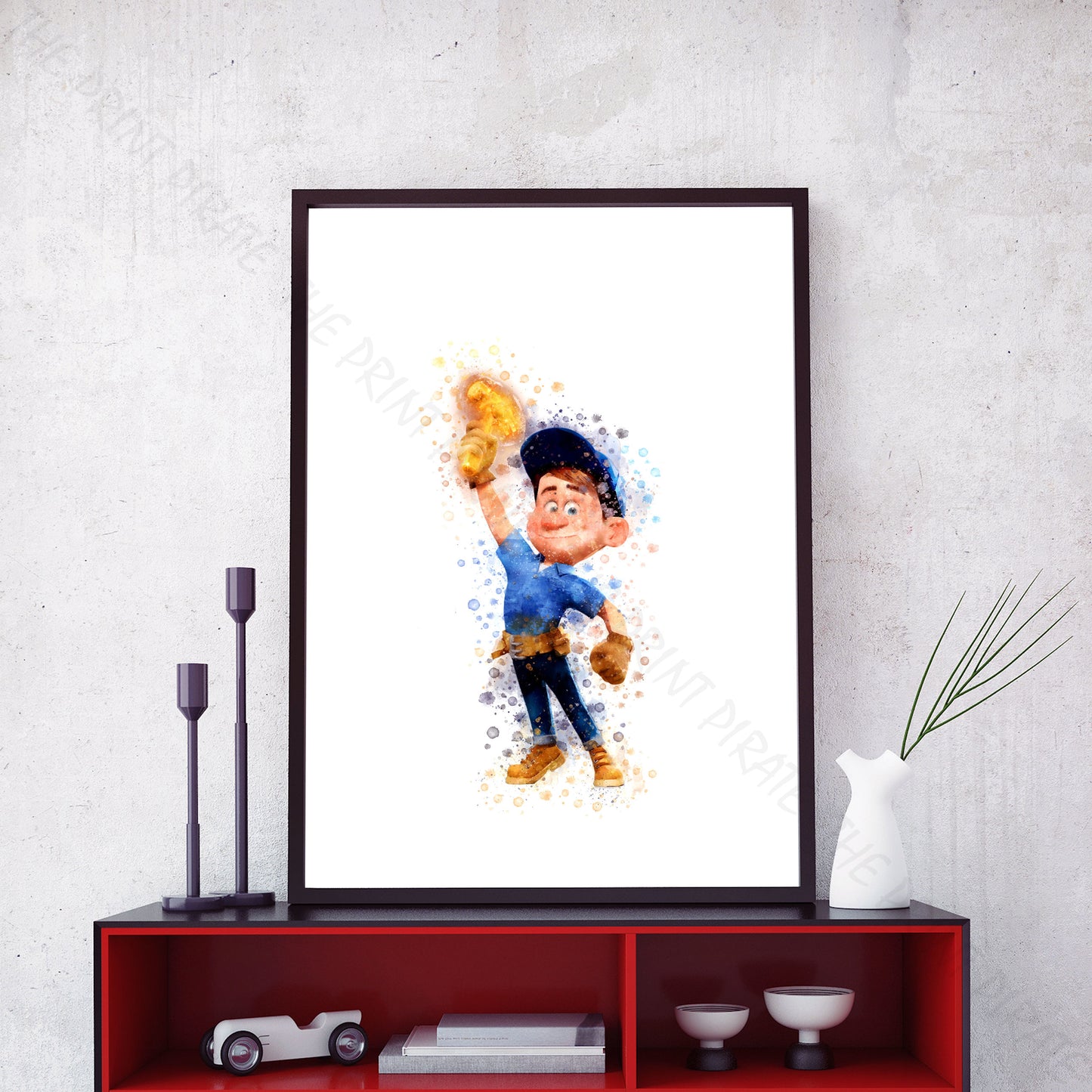 Disney 'FELIX' Wreck It Ralph Watercolour Splash Wall Art Print