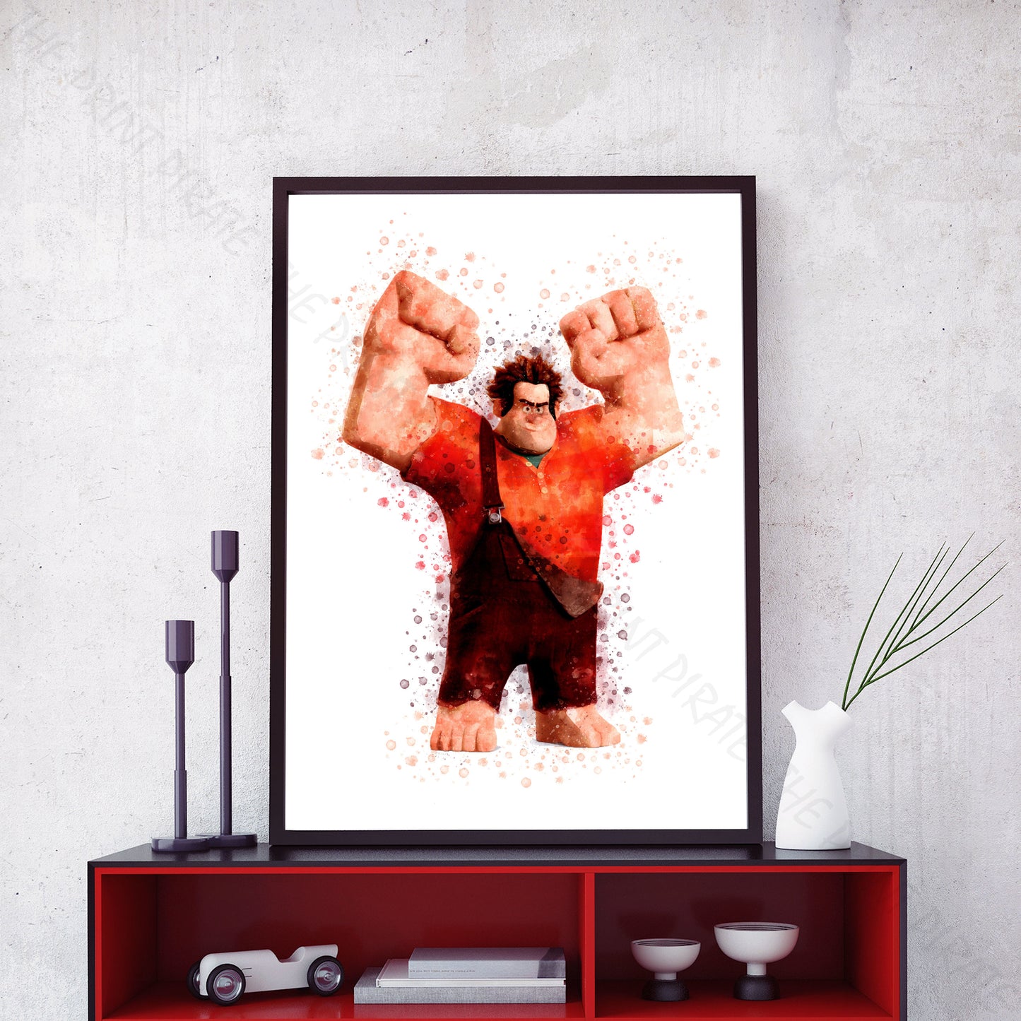 Disney 'RALPH' Wreck It Ralph Watercolour Splash Wall Art Print
