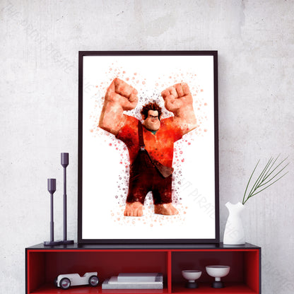 Disney 'RALPH' Wreck It Ralph Watercolour Splash Wall Art Print