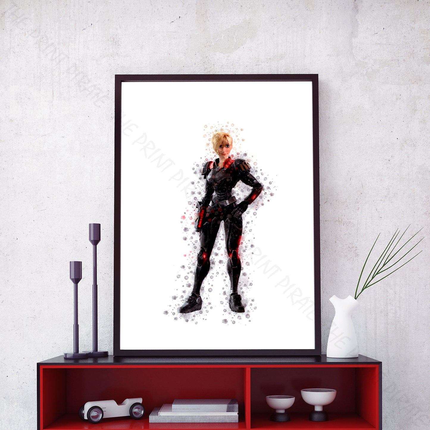 Disney 'SGT CALHOUN' Wreck It Ralph Watercolour Splash Wall Art Print