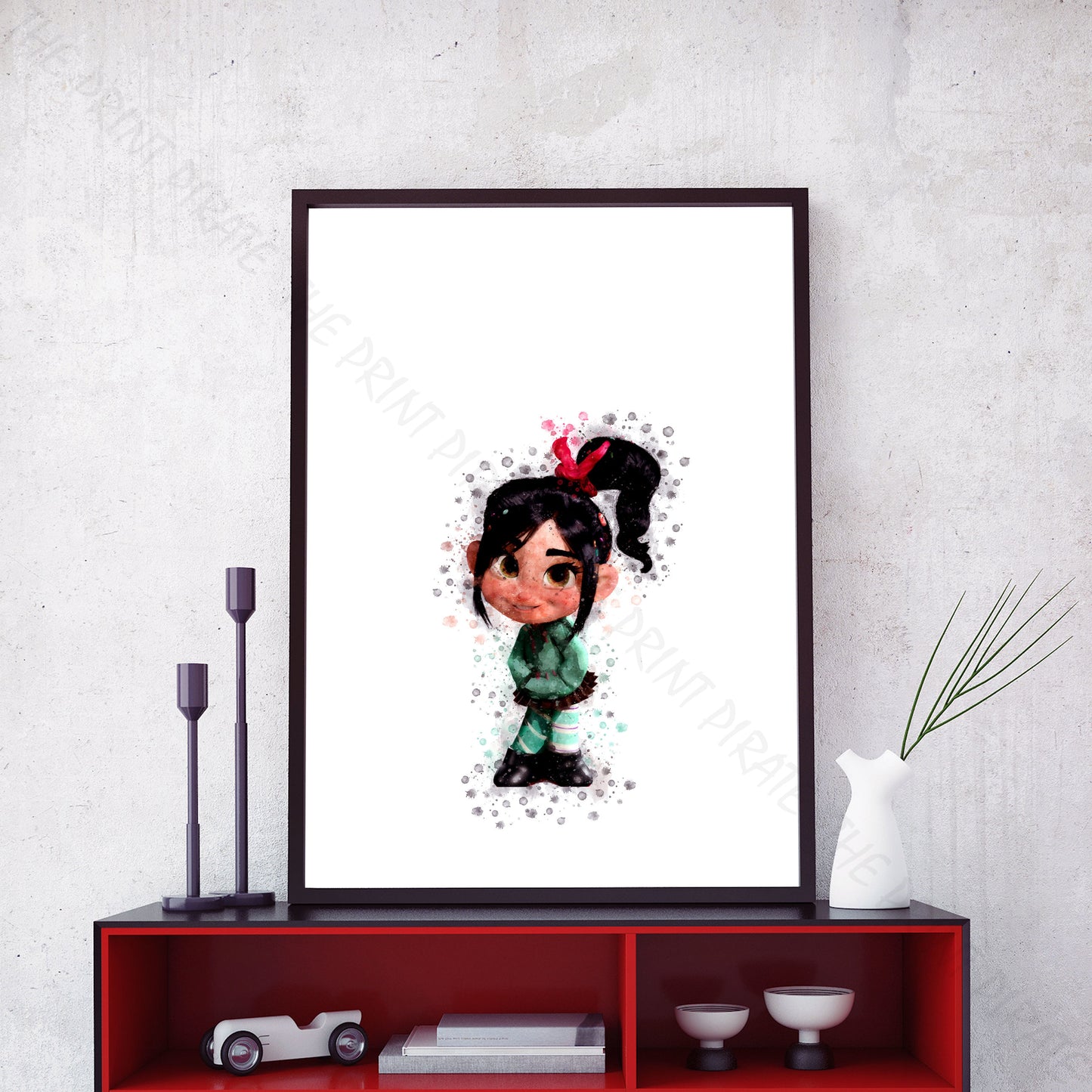 Disney 'VANELLOPE' Wreck It Ralph Watercolour Splash Wall Art Print
