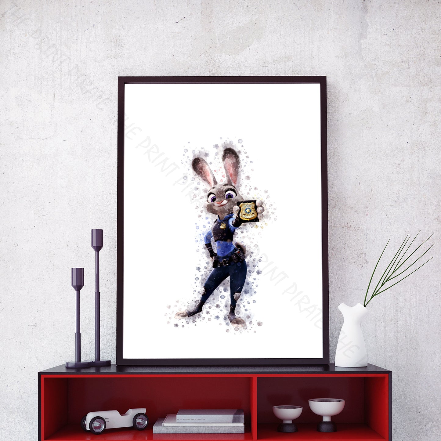 Disney 'JUDY HOPPS' Zootopia Watercolour Splash Wall Art Print