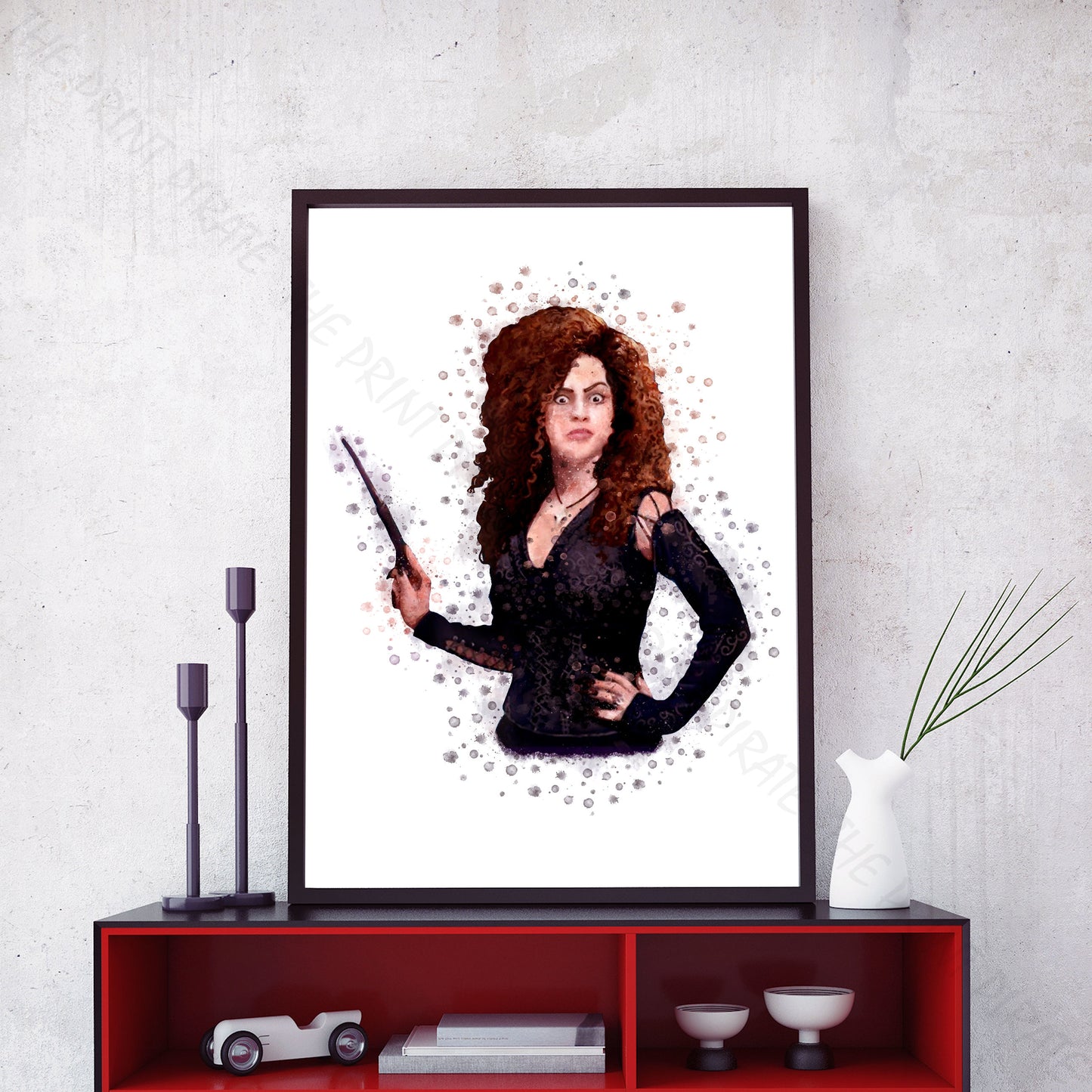 Wizarding World 'BELLATRIX LESTRANGE' Harry Potter / Fantastic Beasts Watercolour Splash Wall Art Print