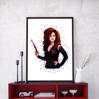 Wizarding World 'BELLATRIX LESTRANGE' Harry Potter / Fantastic Beasts Watercolour Splash Wall Art Print