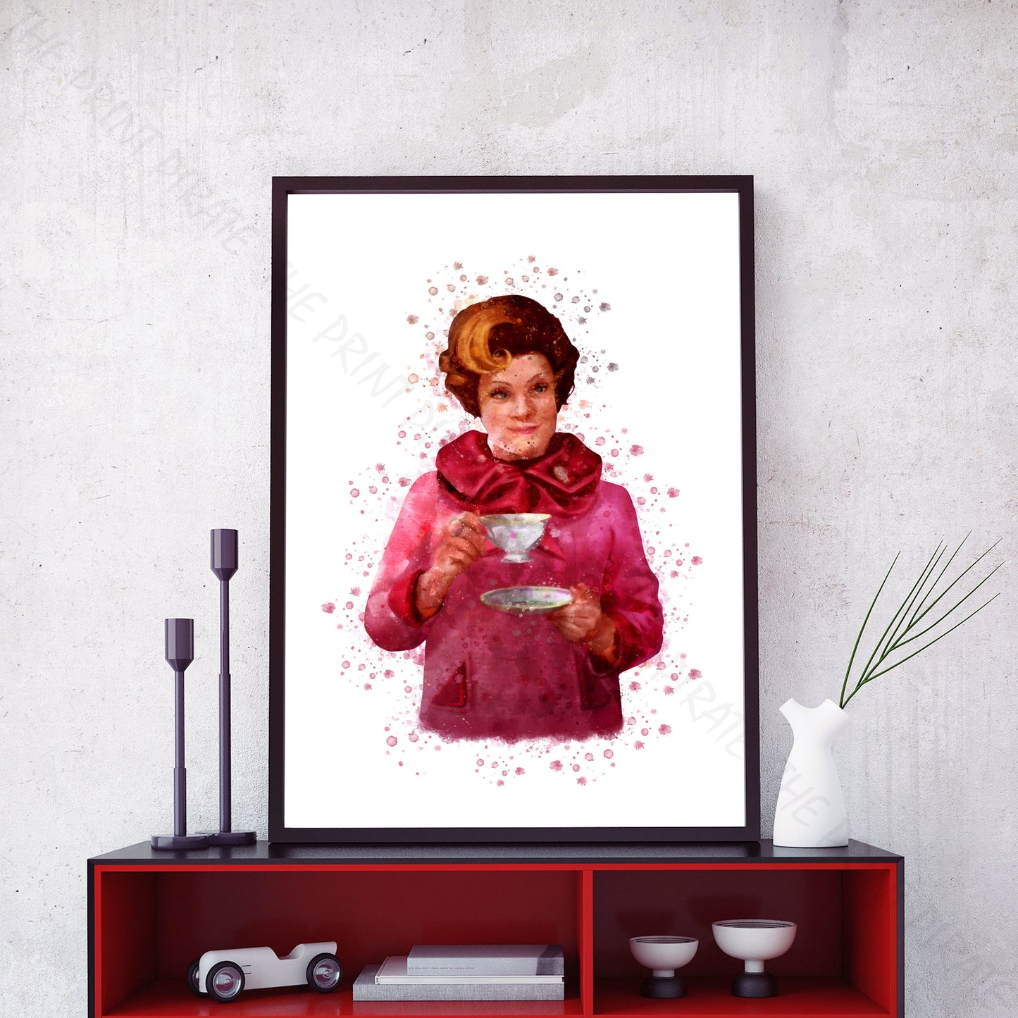 Wizarding World 'DELORES UMBRIDGE' Hogwarts Harry Potter / Fantastic Beasts Watercolour Splash Wall Art Print