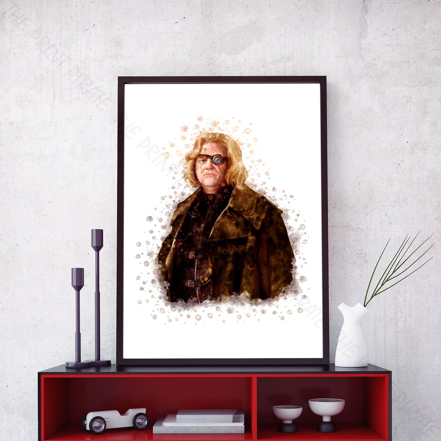 Wizarding World 'MAD-EYE MOODY' Hogwarts Harry Potter / Fantastic Beasts Watercolour Splash Wall Art Print