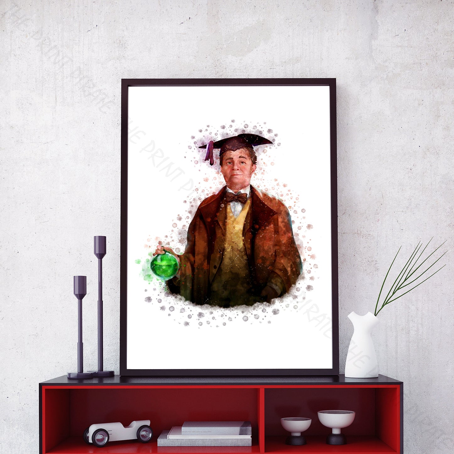 Wizarding World 'HORACE SLUGHORN' Hogwarts Harry Potter / Fantastic Beasts Watercolour Splash Wall Art Print