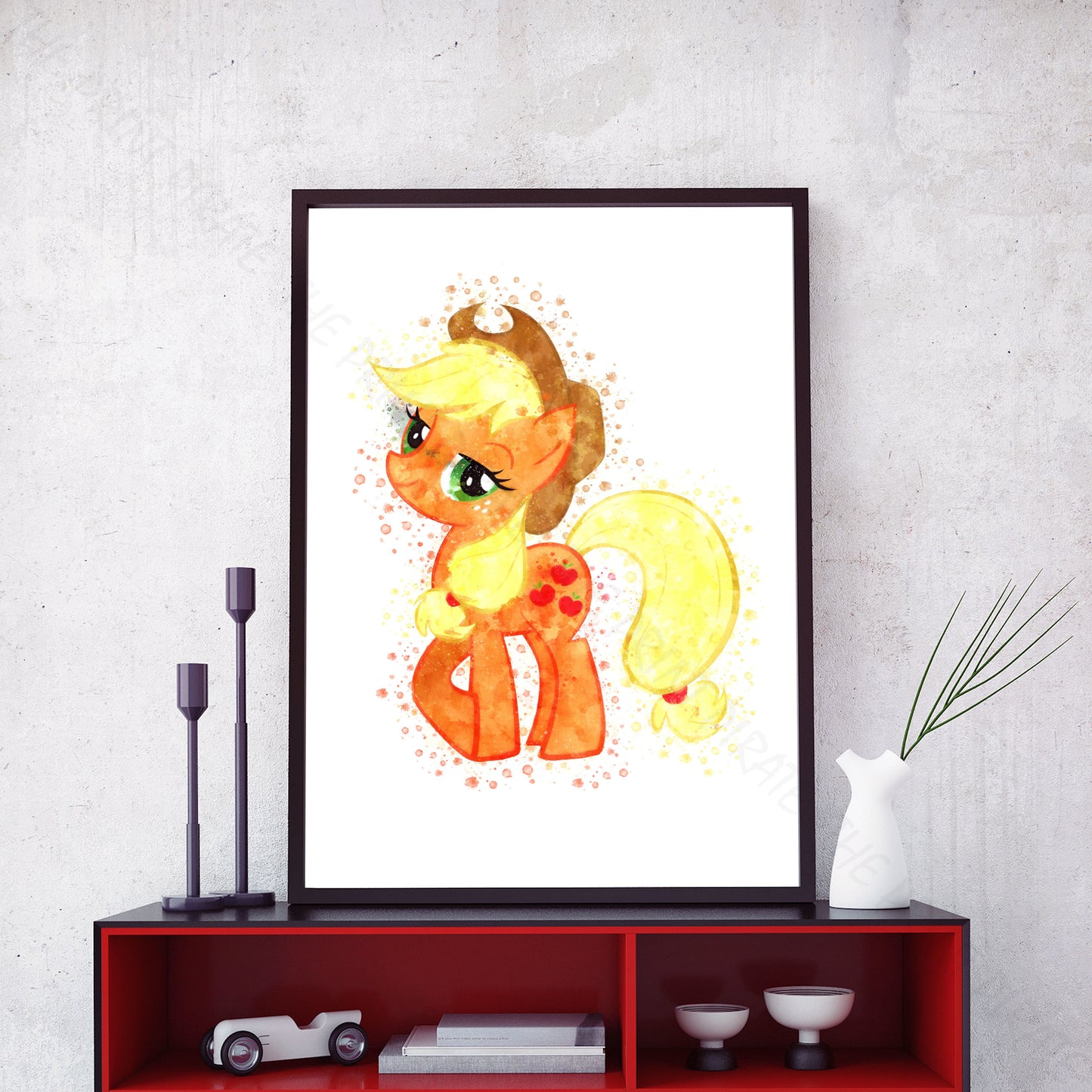 My Little Pony 'APPLEJACK' Watercolour Splash Wall Art Print