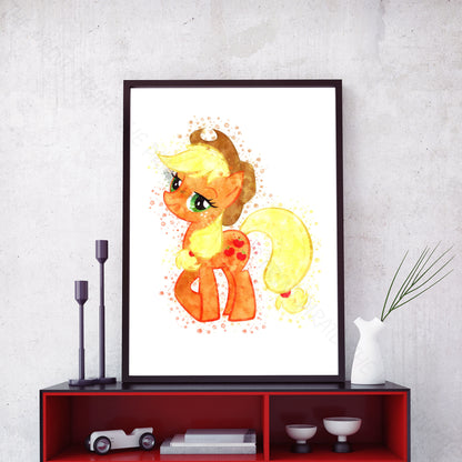 My Little Pony 'APPLEJACK' Watercolour Splash Wall Art Print
