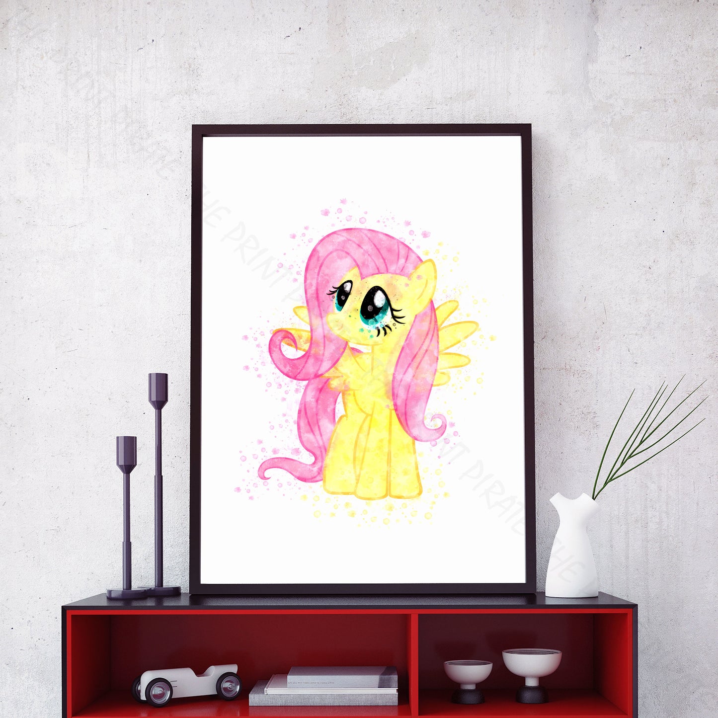 My Little Pony 'FLUTTERSHY' Watercolour Splash Wall Art Print