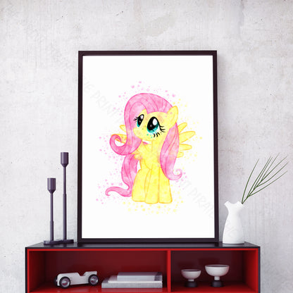 My Little Pony 'FLUTTERSHY' Watercolour Splash Wall Art Print