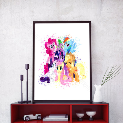 My Little Pony 'MY LITTLE PONY GROUP' Watercolour Splash Wall Art Print