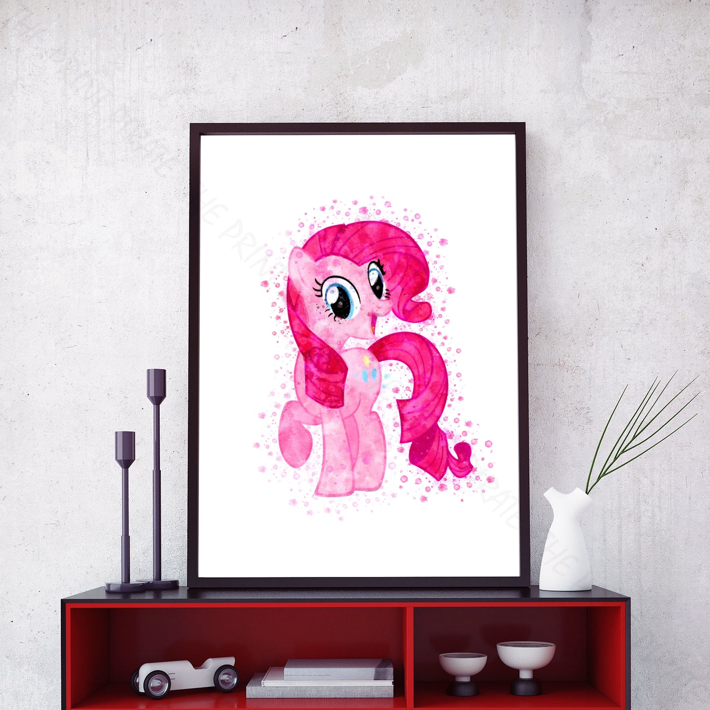 My Little Pony 'PINKIE PIE' Watercolour Splash Wall Art Print