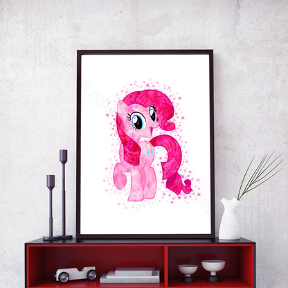 My Little Pony 'PINKIE PIE' Watercolour Splash Wall Art Print