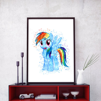 My Little Pony 'RAINBOW DASH' Watercolour Splash Wall Art Print