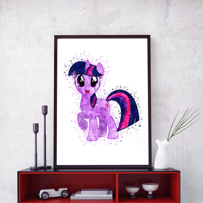 My Little Pony 'TWILIGHT SPARKLE' Watercolour Splash Wall Art Print