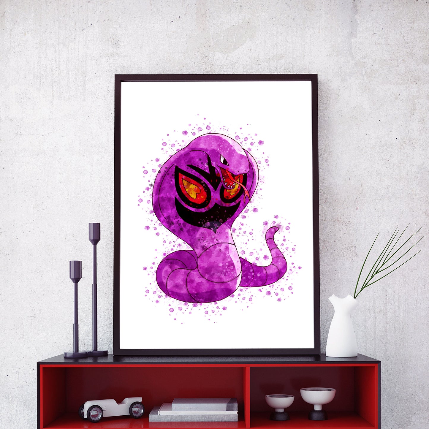 Pokemon 'EKANS' Watercolour Splash Wall Art Print