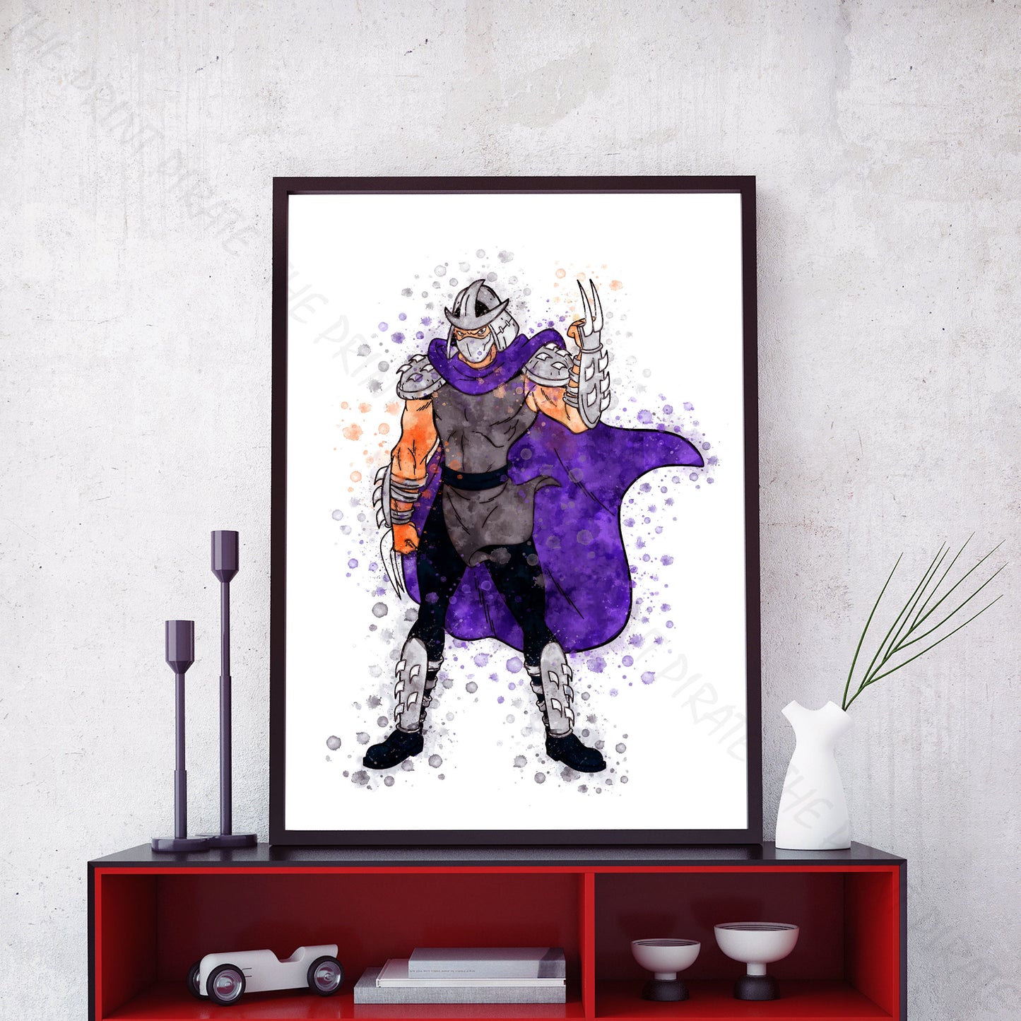Teenage Mutant Ninja Turtles 'SHREDDER' Watercolour Splash Wall Art Print