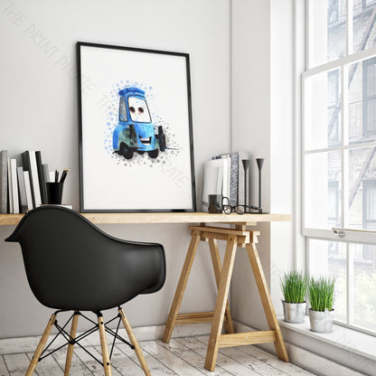 Disney 'GUIDO' Cars Character Watercolour Splash Wall Art Print