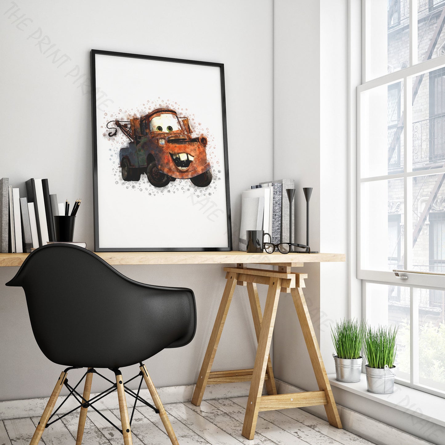 Disney 'MATER' Cars Character Watercolour Splash Wall Art Print