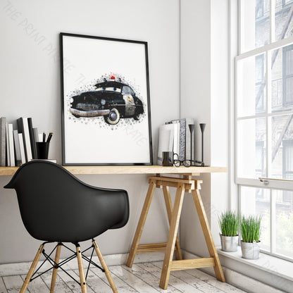 Disney 'SHERIFF' Cars Character Watercolour Splash Wall Art Print