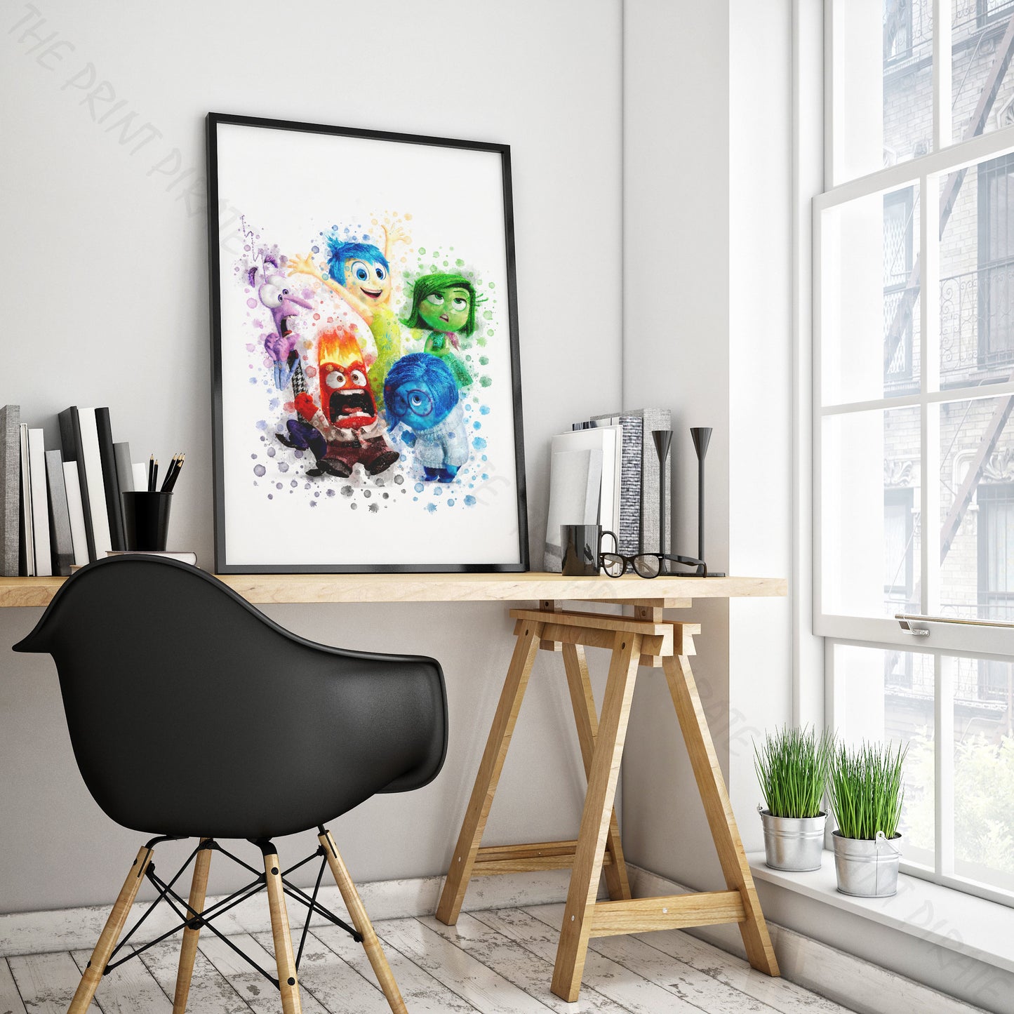 Disney 'INSIDE OUT GROUP' Inside Out Watercolour Splash Wall Art Print