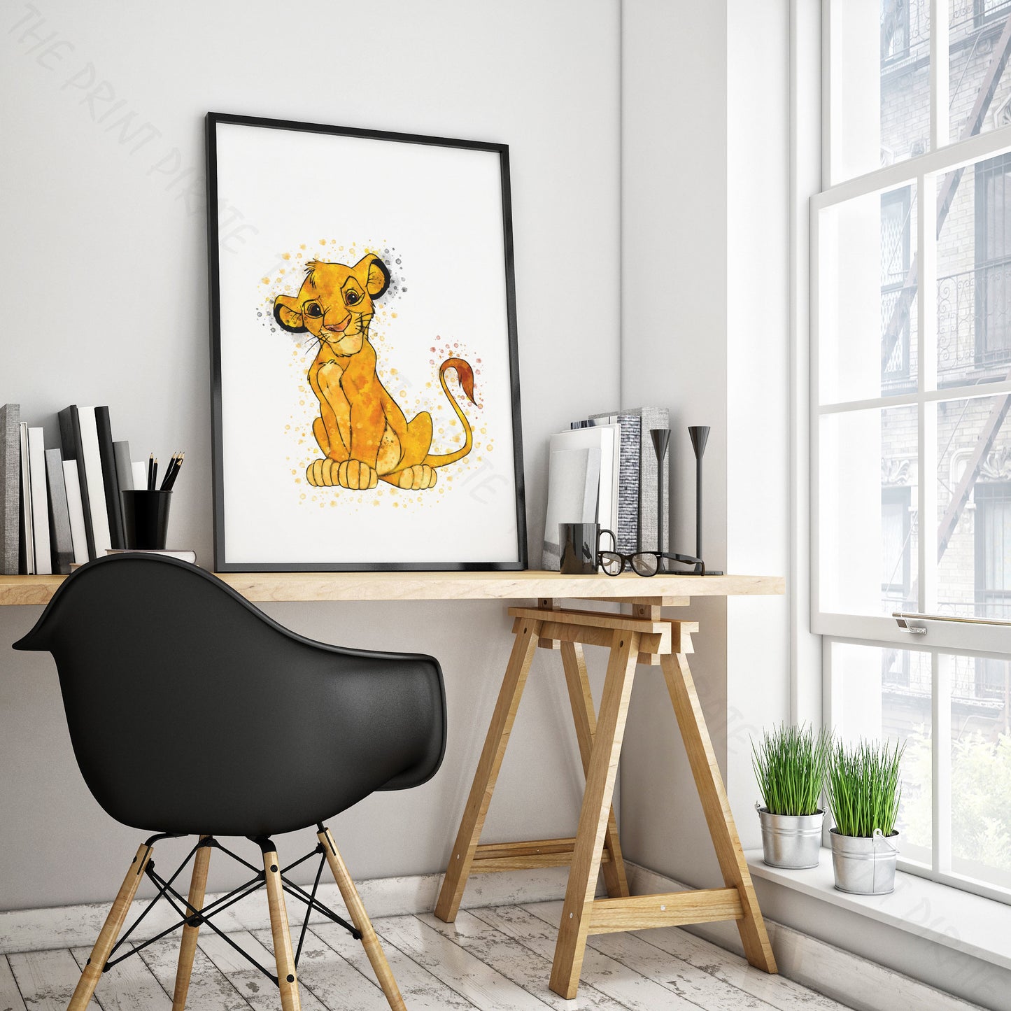 Disney 'SIMBA' Lion King Watercolour Splash Wall Art Print