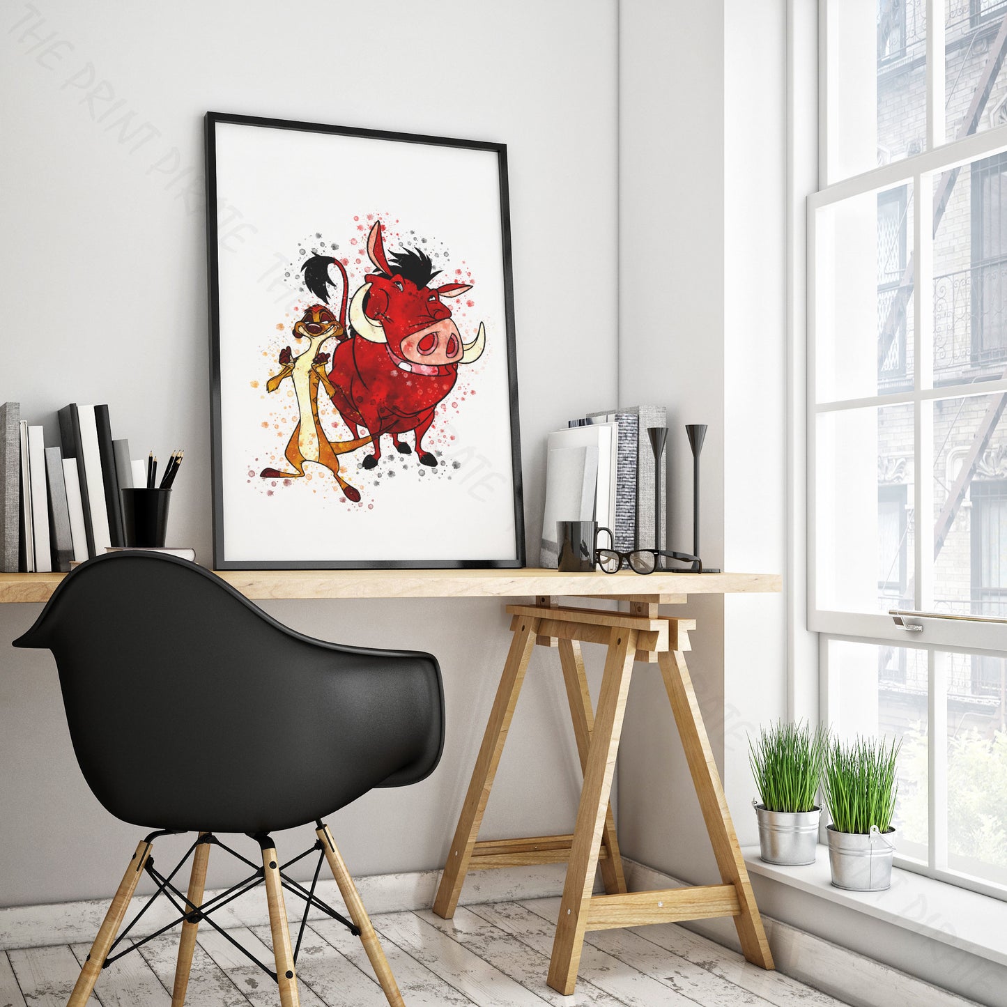 Disney 'TIMON AND PUMBAA' Lion King Watercolour Splash Wall Art Print