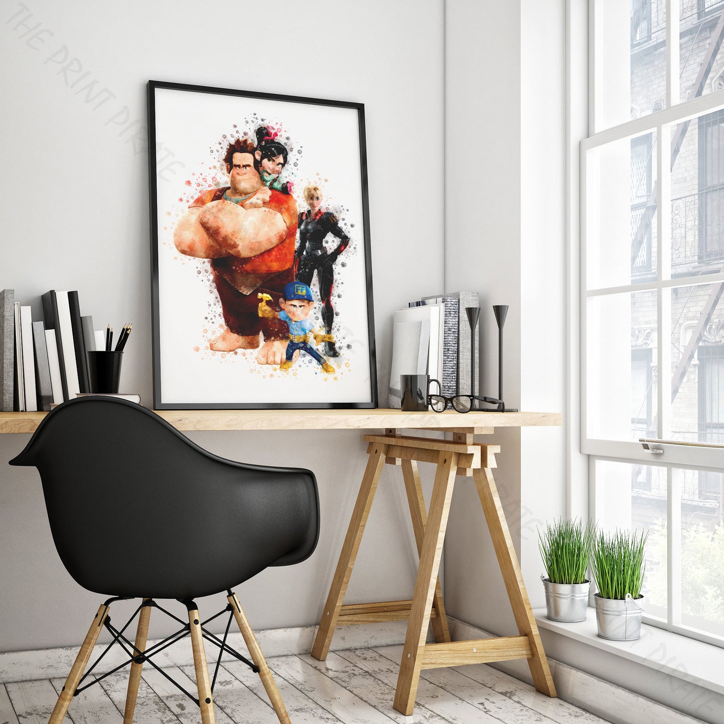 Disney 'WRECK IT RALPH GROUP' Wreck It Ralph Watercolour Splash Wall Art Print