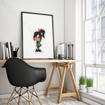 Disney 'VANELLOPE' Wreck It Ralph Watercolour Splash Wall Art Print