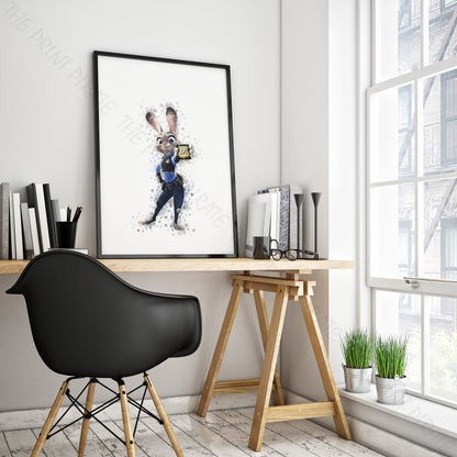 Disney 'JUDY HOPPS' Zootopia Watercolour Splash Wall Art Print