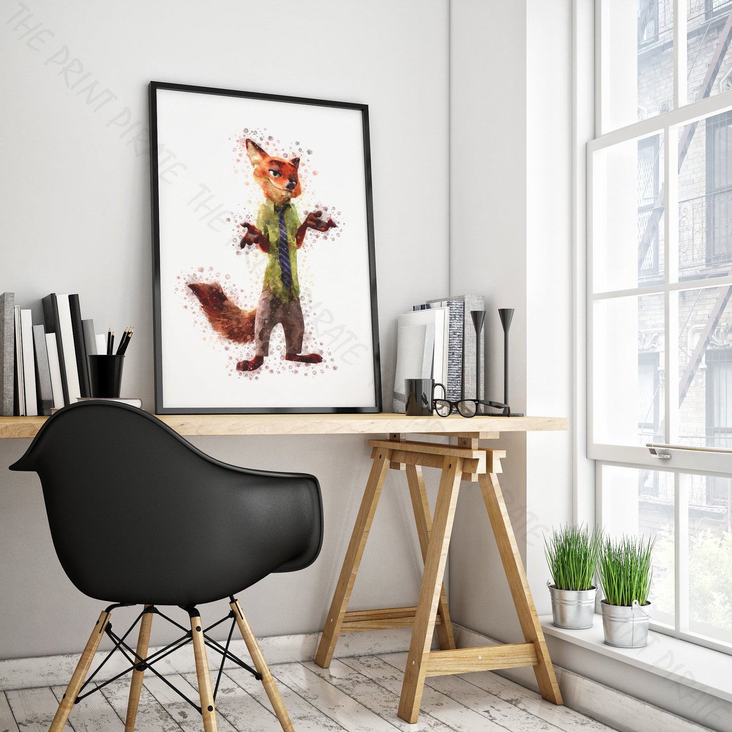 Disney 'NICK WILDE' Zootopia Watercolour Splash Wall Art Print