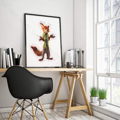 Disney 'NICK WILDE' Zootopia Watercolour Splash Wall Art Print