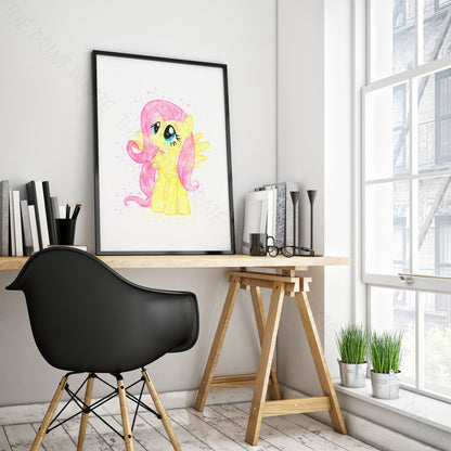 My Little Pony 'FLUTTERSHY' Watercolour Splash Wall Art Print