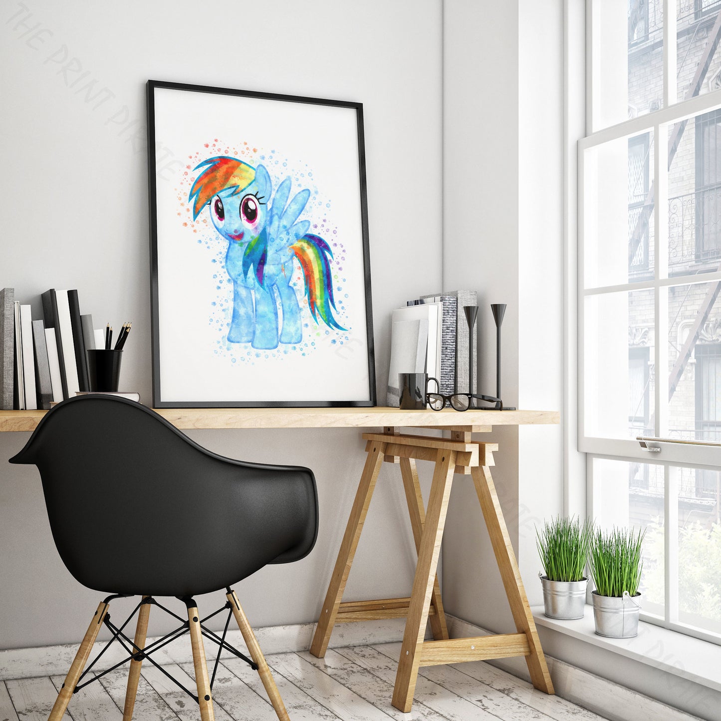 My Little Pony 'RAINBOW DASH' Watercolour Splash Wall Art Print